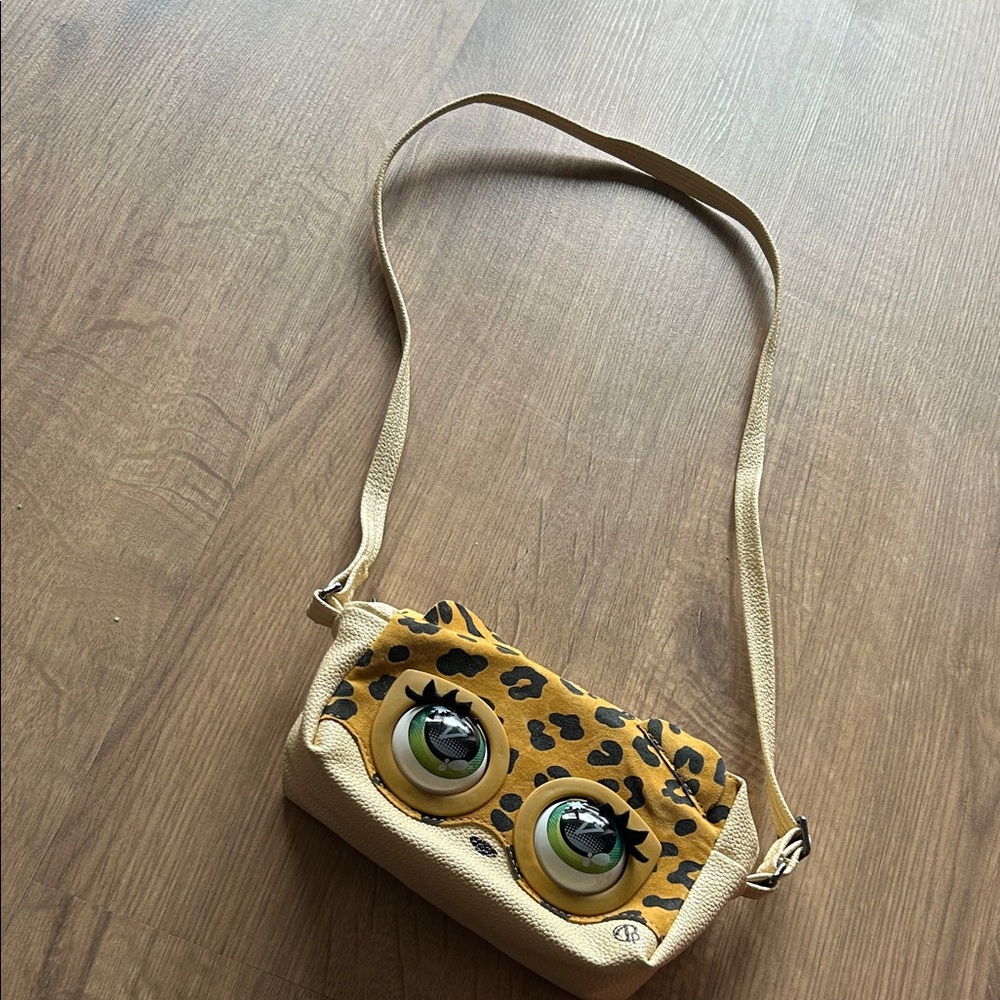 Leopard Print Crossbody Bag with Eye Design